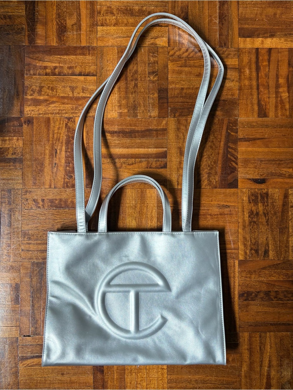 Telfar Silver Medium Shopping Bag
